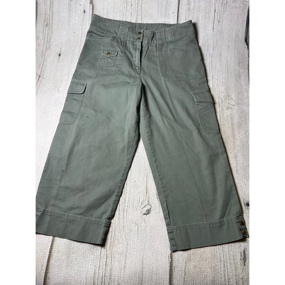 Jones New York Sport Cargo Capri Pants Women 10 Olive Green Utility Gorpcore